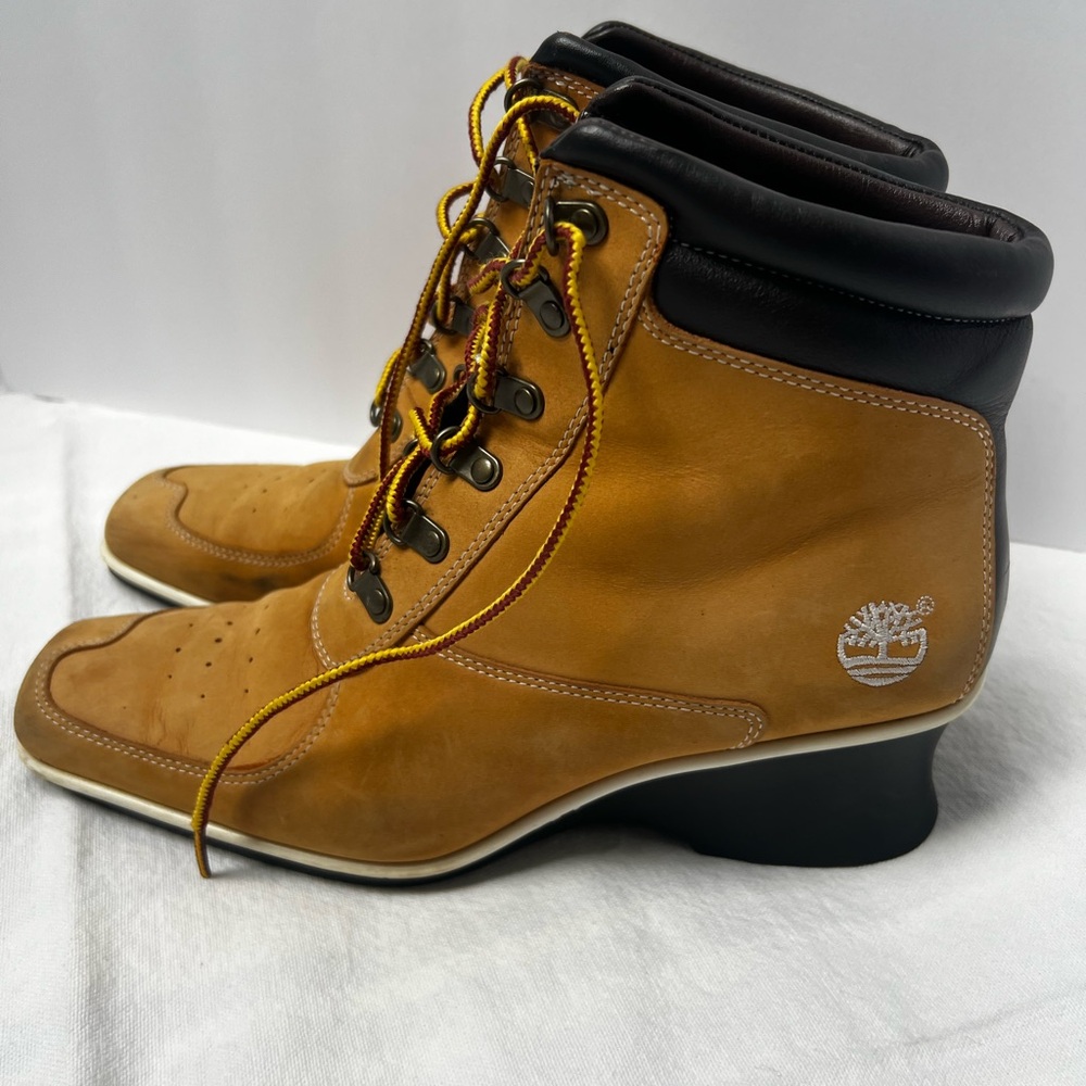 Vintage Timberland Square Toe Wedge Heel Boot, Women's Size 9M